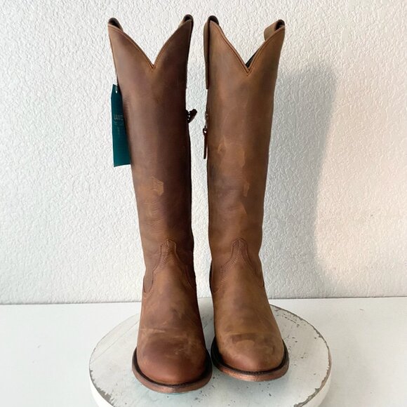 Lane PLAIN JANE  Womens Cowboy Boots 8 Brown Cowgirl Western Mid Calf Tall Zip - Picture 5 of 11